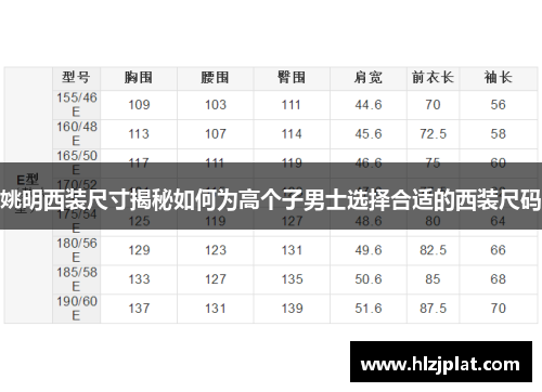 姚明西装尺寸揭秘如何为高个子男士选择合适的西装尺码